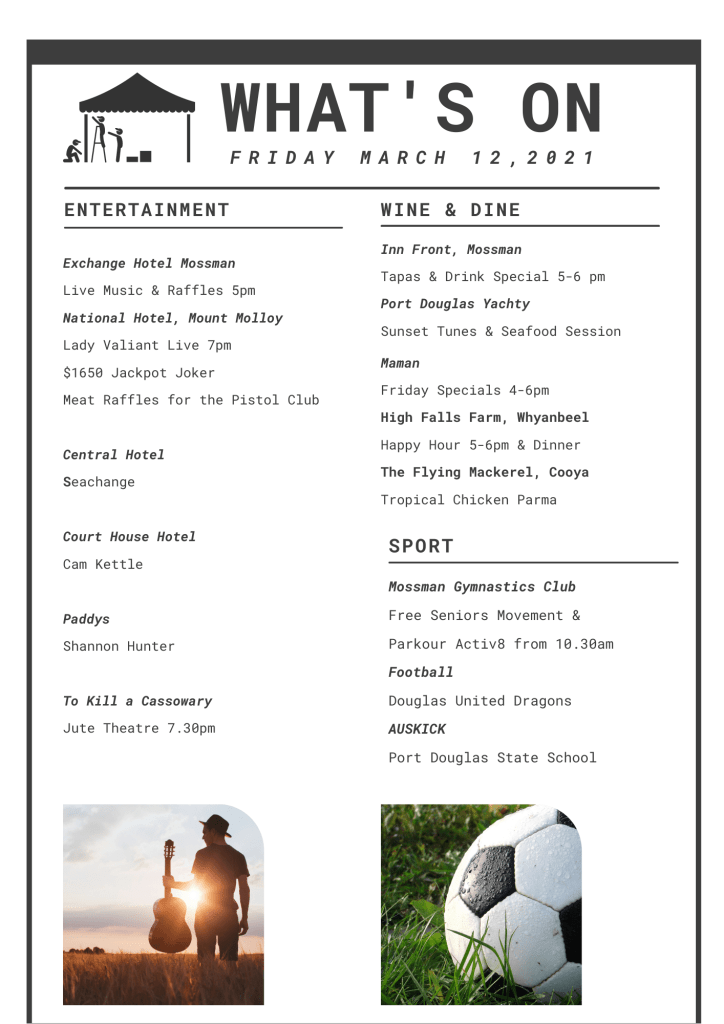 what's on around the douglas shire today