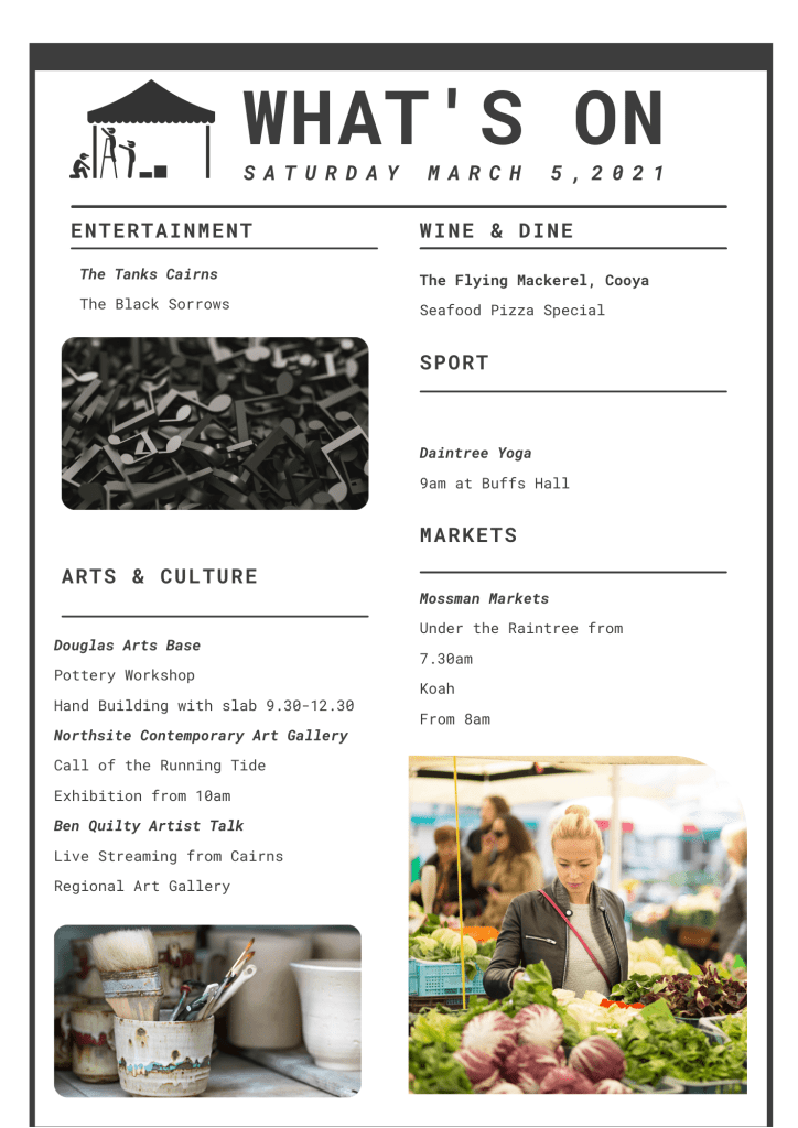 whats on saturday in the douglas shire
