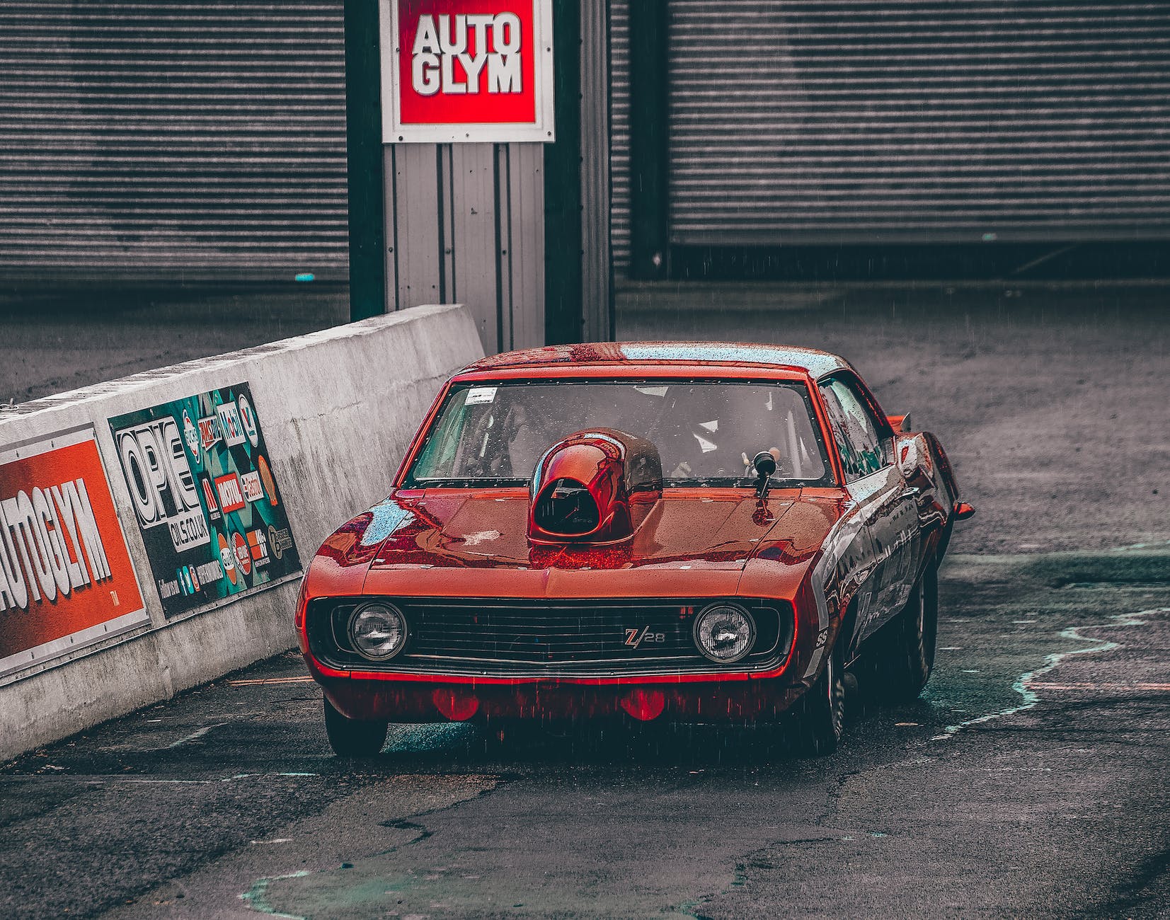 red car on the race track