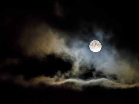 clouds under full moon